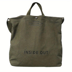 Letter Print Canvas Shoulder Bag Vintage Satchel Bag