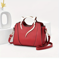 Solid Versatile Tote Bag Zipper Faux Leather Shoulder Bag