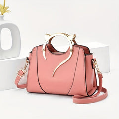 Solid Versatile Tote Bag Zipper Faux Leather Shoulder Bag
