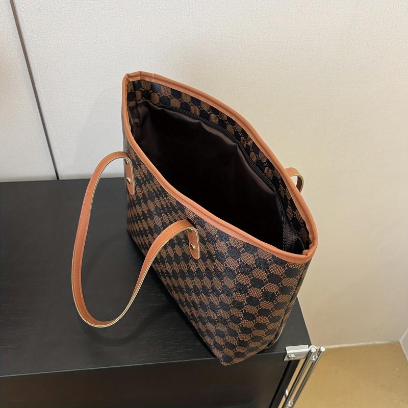 Vintage Printed Tote Bag Large Capacity Shoulder Bag Women's Handbag
