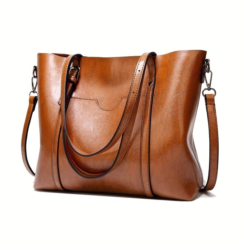 Soft Leather Tote Bag Large Capacity Casual Shoulder Crossbody Bag