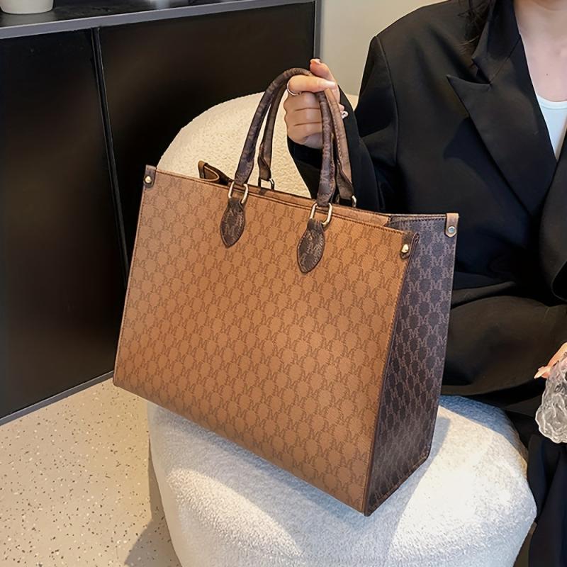 Vintage Geometric Pattern Tote Bag Classic Satchel for Work