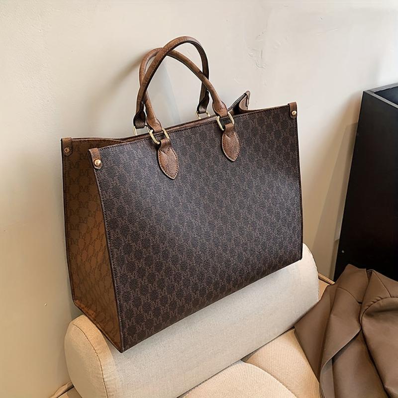 Vintage Geometric Pattern Tote Bag Classic Satchel for Work