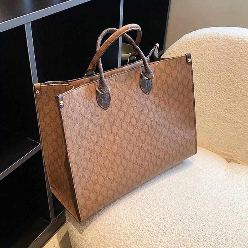Vintage Geometric Pattern Tote Bag Classic Satchel for Work