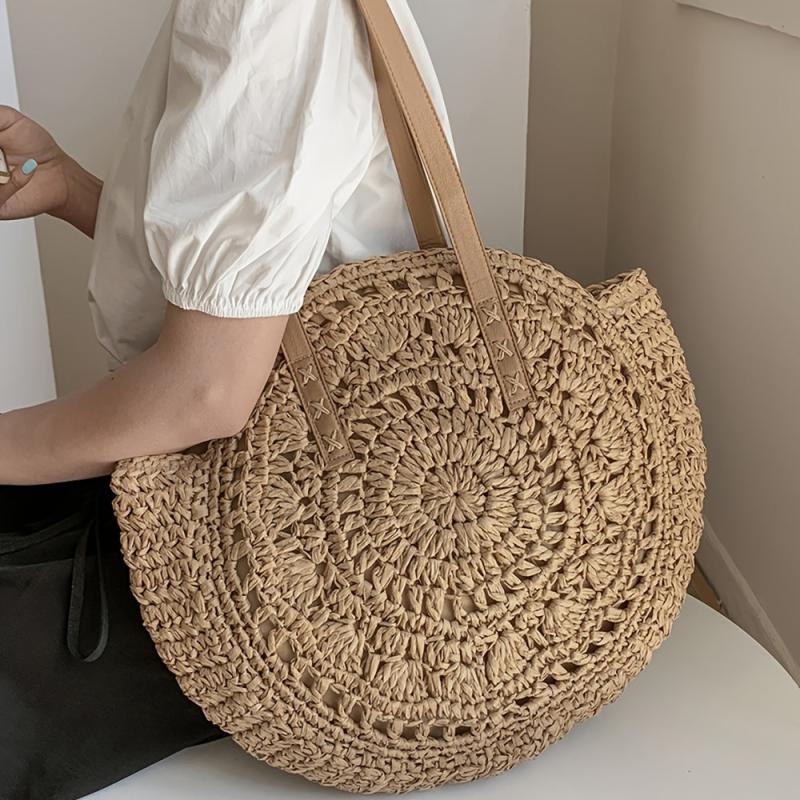 Large Capacity Straw Tote Bag for Travel and Beach