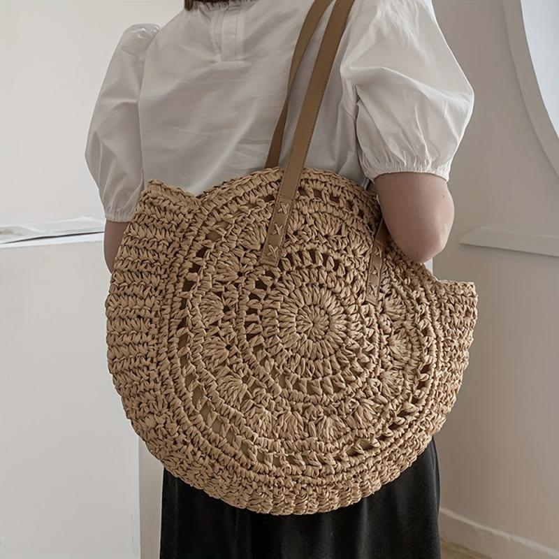 Large Capacity Straw Tote Bag for Travel and Beach
