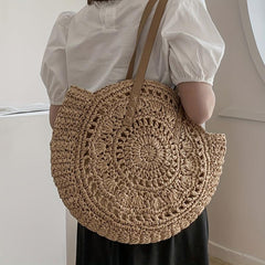 Large Capacity Straw Tote Bag for Travel and Beach