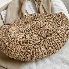 Large Capacity Straw Tote Bag for Travel and Beach