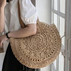 Large Capacity Straw Tote Bag for Travel and Beach