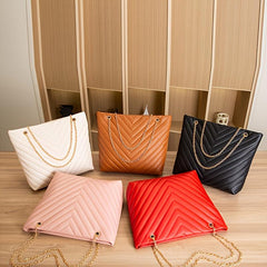 Chain Tote Bag Women's Large Capacity Shoulder Bag Solid Handbag