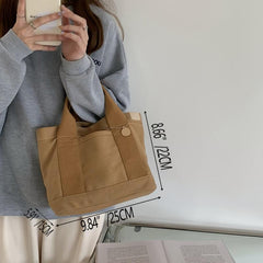Canvas Tote Bag Women's Solid Handbag Casual Large Bookbag For Students