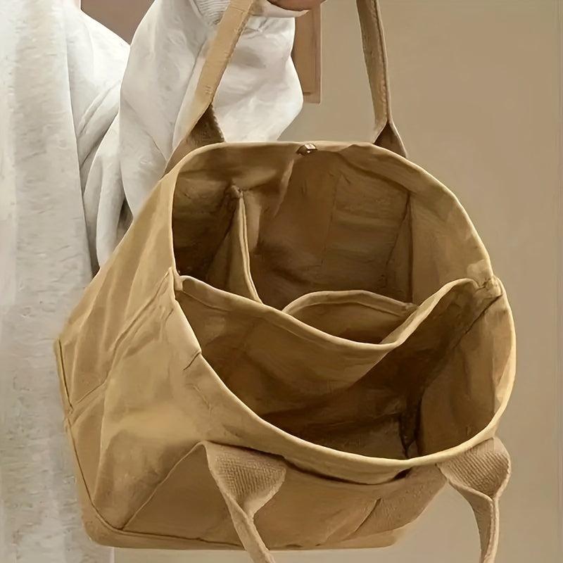Canvas Tote Bag Women's Solid Handbag Casual Large Bookbag For Students