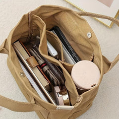 Canvas Tote Bag Women's Solid Handbag Casual Large Bookbag For Students