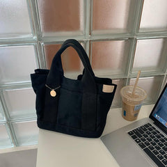 Canvas Tote Bag Women's Solid Handbag Casual Large Bookbag For Students