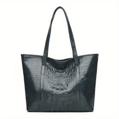 Crocodile Embossed Tote Bag Large Capacity PU Leather Handbag