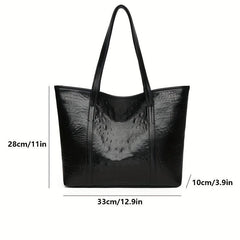Crocodile Embossed Tote Bag Large Capacity PU Leather Handbag