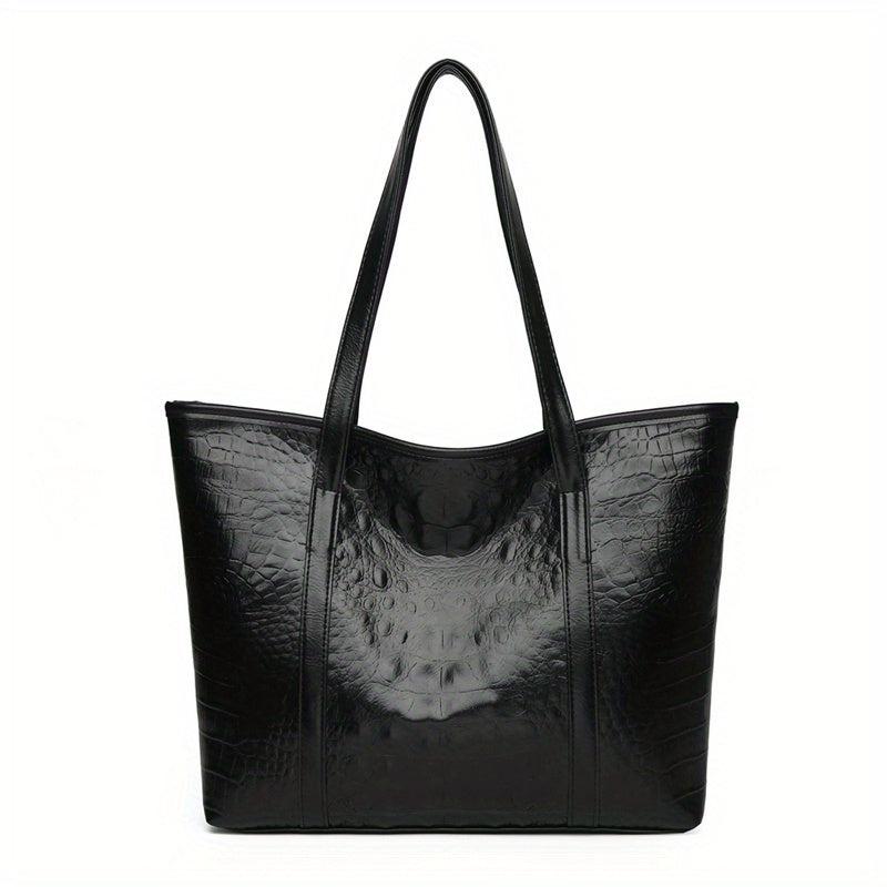 Crocodile Embossed Tote Bag Large Capacity PU Leather Handbag