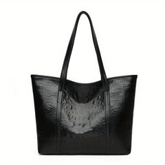 Crocodile Embossed Tote Bag Large Capacity PU Leather Handbag