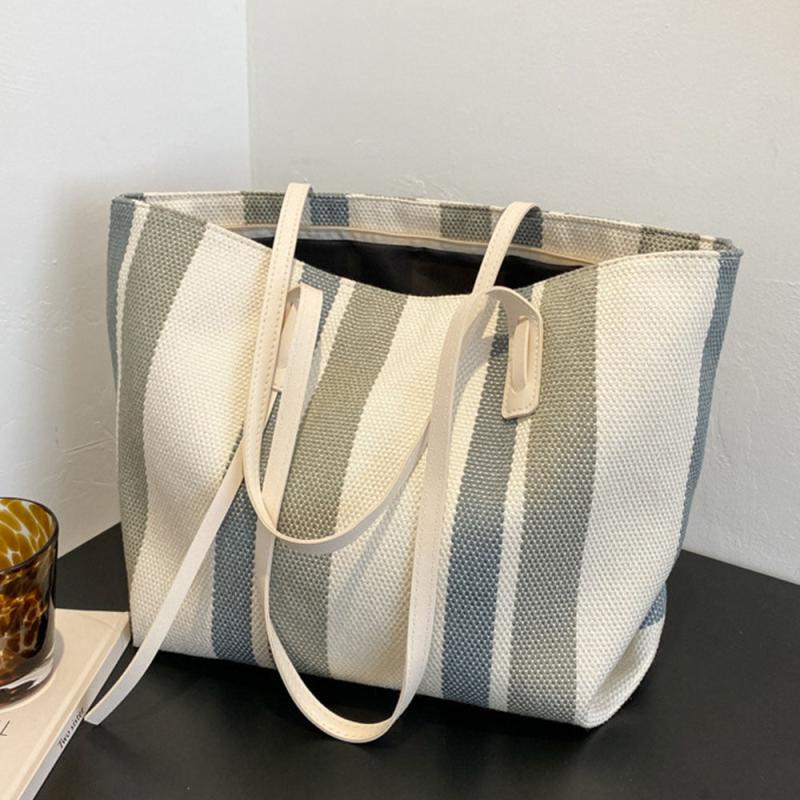 Colorblock Striped Tote Bag Large Capacity Handbag