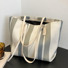 Colorblock Striped Tote Bag Large Capacity Handbag