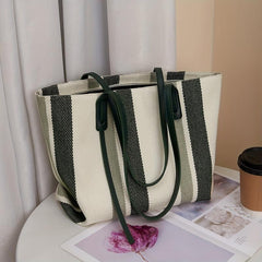 Colorblock Striped Tote Bag Large Capacity Handbag