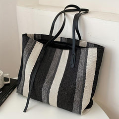 Colorblock Striped Tote Bag Large Capacity Handbag
