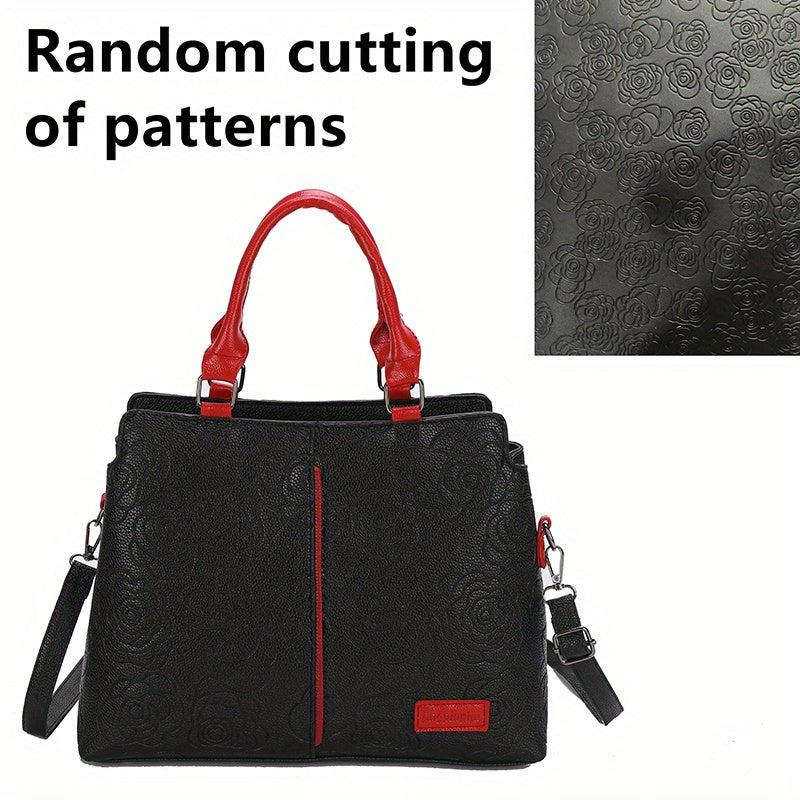 Women's Faux Leather Shoulder Bag Double Handle Purse