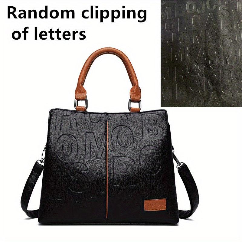Women's Faux Leather Shoulder Bag Double Handle Purse