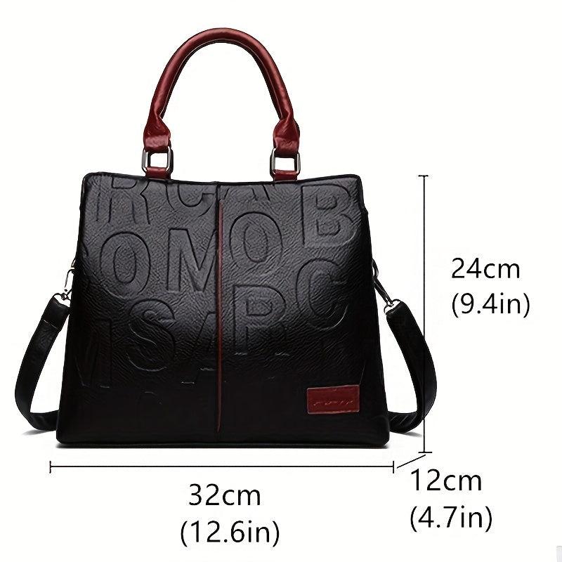 Women's Faux Leather Shoulder Bag Double Handle Purse