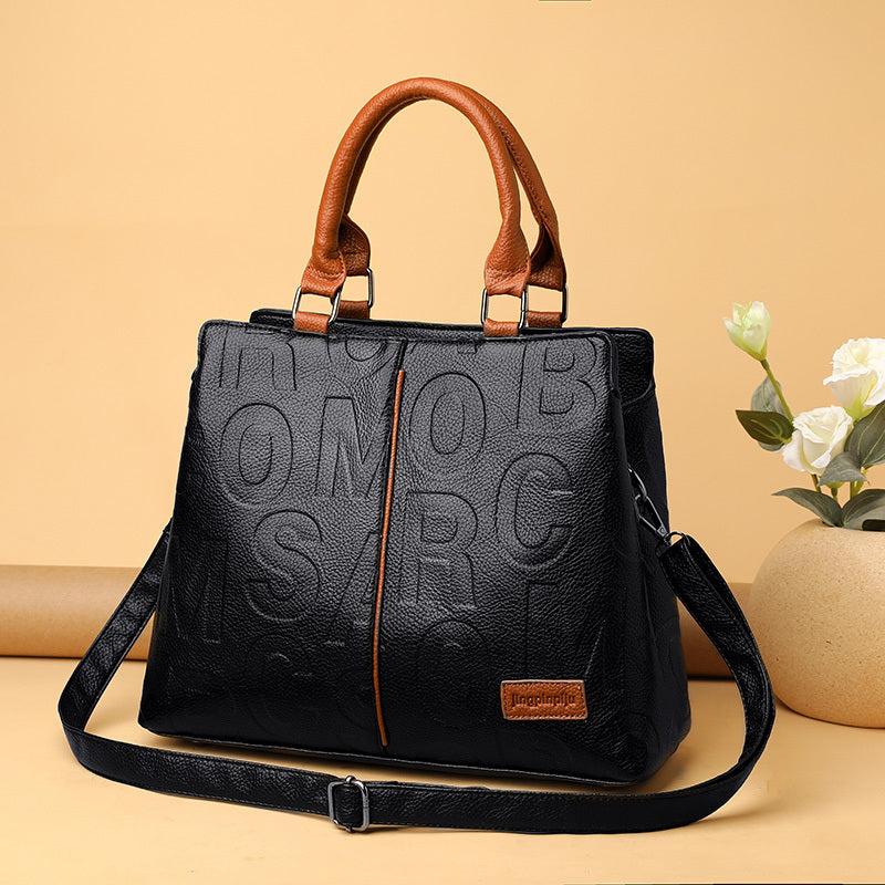 Women's Faux Leather Shoulder Bag Double Handle Purse