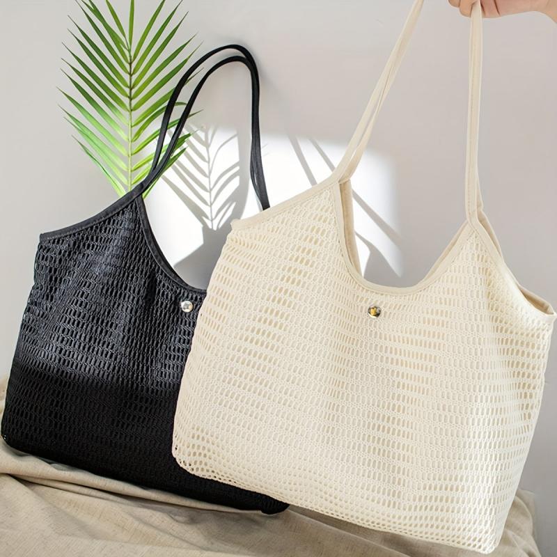 Minimalist Mesh Shoulder Bag Solid Beach Storage Bag for Travel