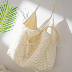 Minimalist Mesh Shoulder Bag Solid Beach Storage Bag for Travel