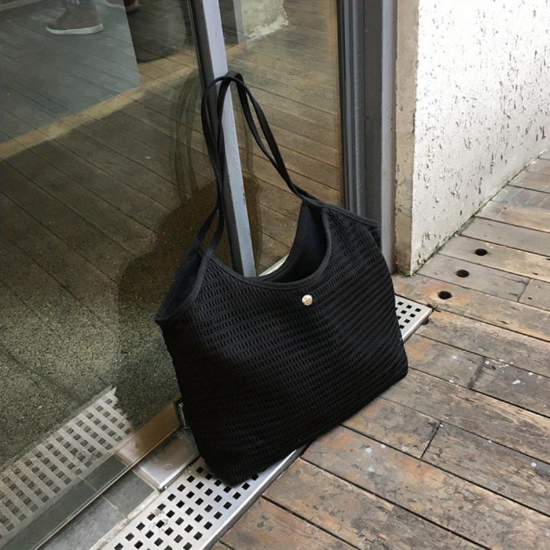 Minimalist Mesh Shoulder Bag Solid Beach Storage Bag for Travel