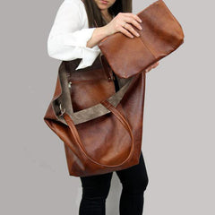 Retro Solid Shoulder Bag Large Handbag With Inner Bag
