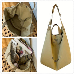 Minimalist Canvas Tote Bag Lightweight Large Shoulder Bag