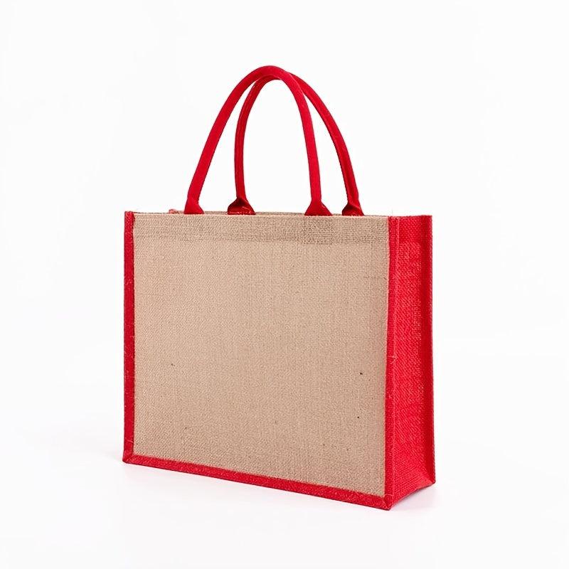 Burlap Tote Handbag Multifunctional Storage Bag Stylish Satchel