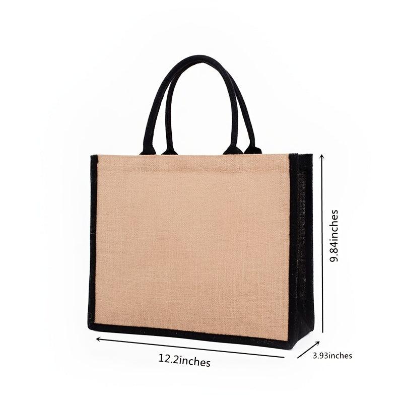 Burlap Tote Handbag Multifunctional Storage Bag Stylish Satchel