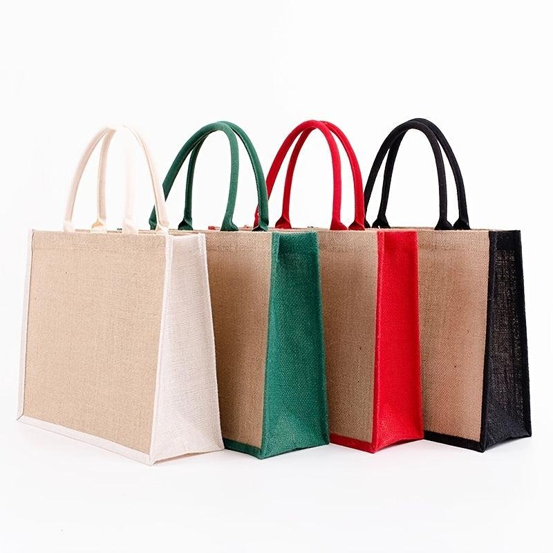 Burlap Tote Handbag Multifunctional Storage Bag Stylish Satchel