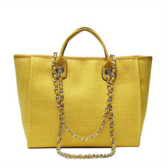 Women's Minimalist Canvas Tote Bag with Chain Strap