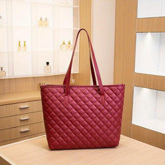 Quilted Shoulder Bag Large Capacity Tote Bag Minimalist Design