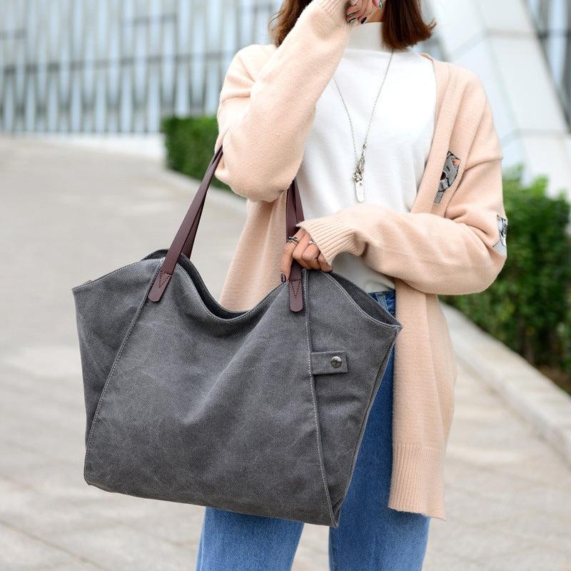 Vintage Canvas Tote Bag Thickened Travel Shoulder Bag Large Capacity