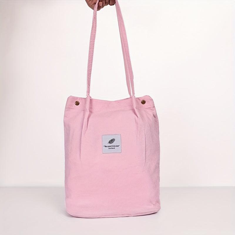 Women's Corduroy Tote Bag Large Capacity Casual Shoulder Bag