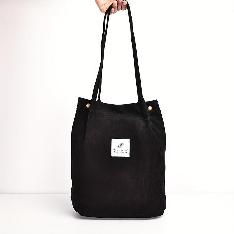 Women's Corduroy Tote Bag Large Capacity Casual Shoulder Bag
