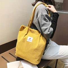 Women's Corduroy Tote Bag Large Capacity Casual Shoulder Bag