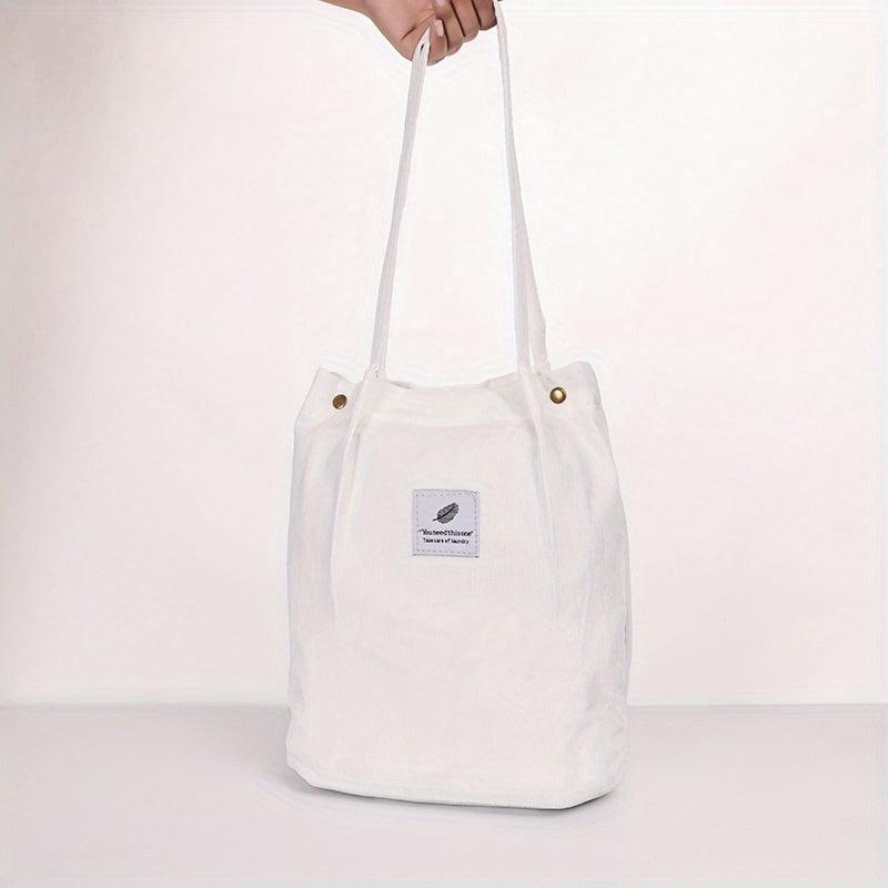 Women's Corduroy Tote Bag Large Capacity Casual Shoulder Bag