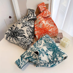 Pixel Style Woven Tote Bag Lightweight Shoulder Bag