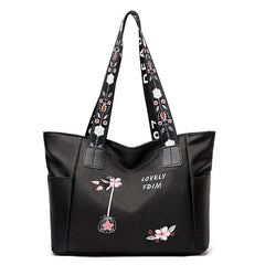 Flower Print Tote Bag Shoulder Handbag For Work Zipper Handbag