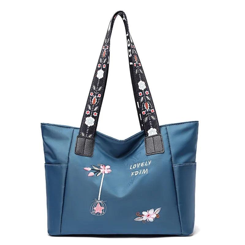 Flower Print Tote Bag Shoulder Handbag For Work Zipper Handbag