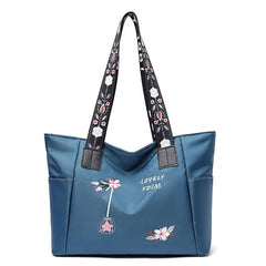 Flower Print Tote Bag Shoulder Handbag For Work Zipper Handbag