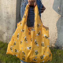 Bee Pattern Shopping Bag Large Capacity Tote Bag Outdoor Grocery Bag